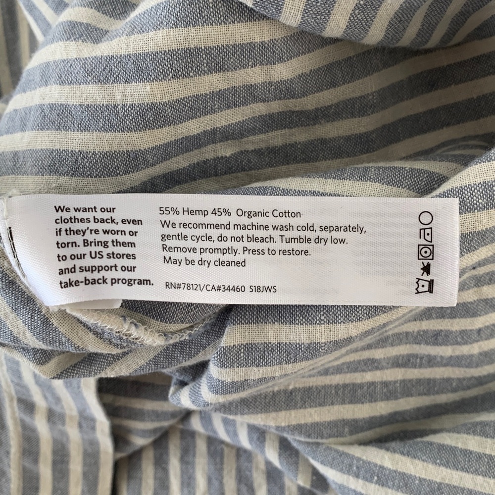Eileen Fisher Chambray Hemp Cotton Stripe Shirt Dress - Picture 13 of 15
